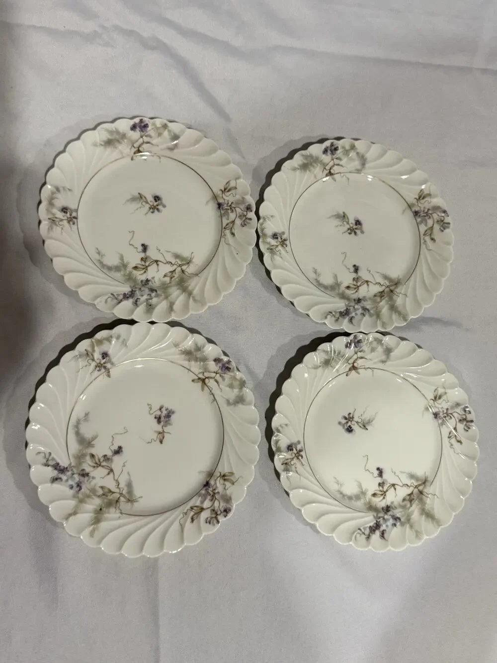 Set of 4 Haviland Limoges France Orsay Salad Plates, 6 inches